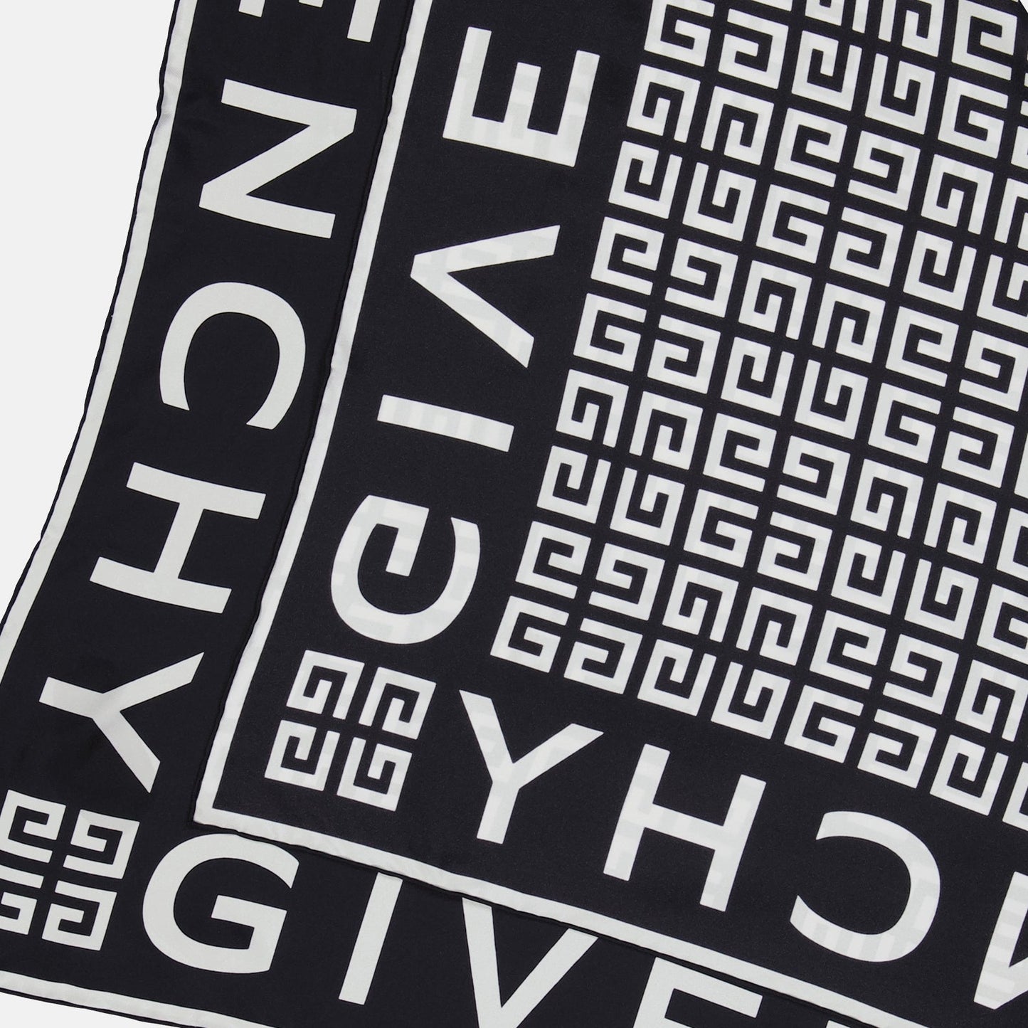 Givenchy scarf, silk scarf, black and white silk, 4G print scarf, luxury accessories