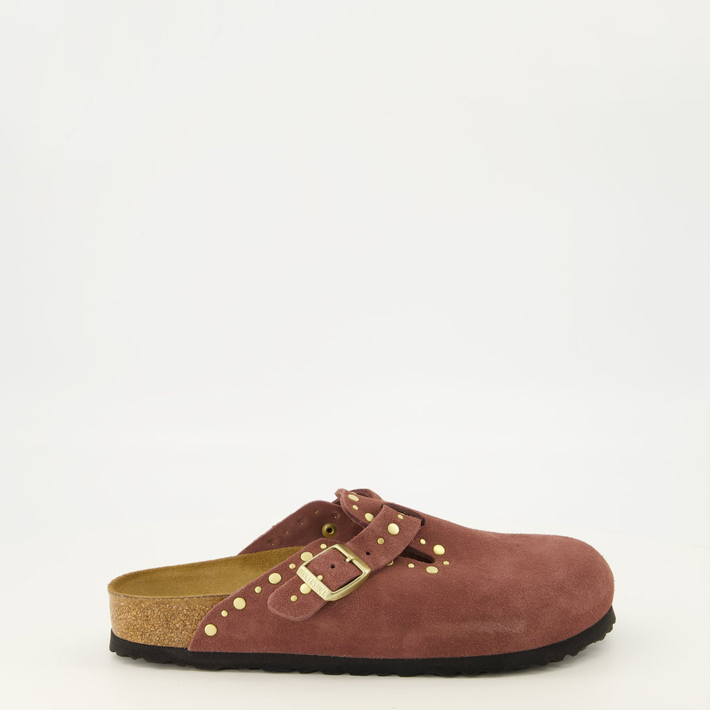Boston Pink Suede Leather Mules