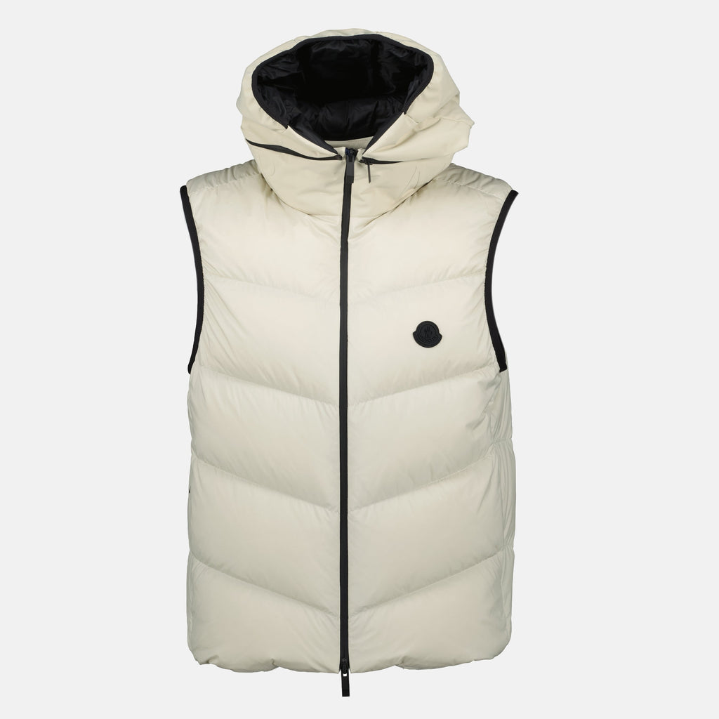 Moncler Guersac vest, beige down vest, luxury outerwear, men's vest, Autumn-Winter collection