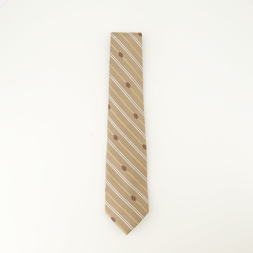 Monogram tie, Drôle De Monsieur, silk tie, beige tie, men's accessories