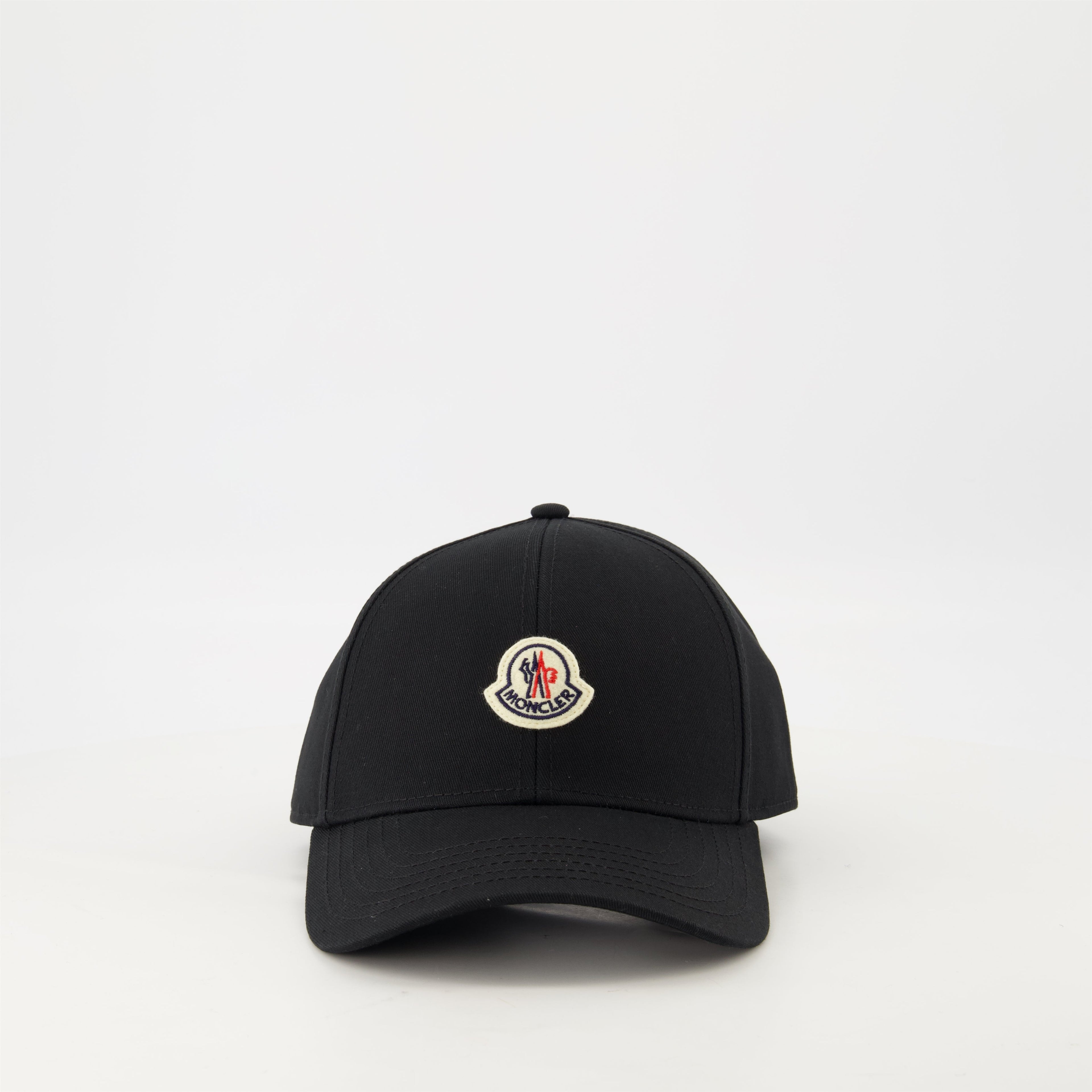 Image of Black Logo Cap by Moncler for Men - Season Spring-Summer 2026 - Front View