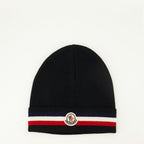 Moncler beanie, wool hat, tricolore accessories, Men's winterwear, premium headwear