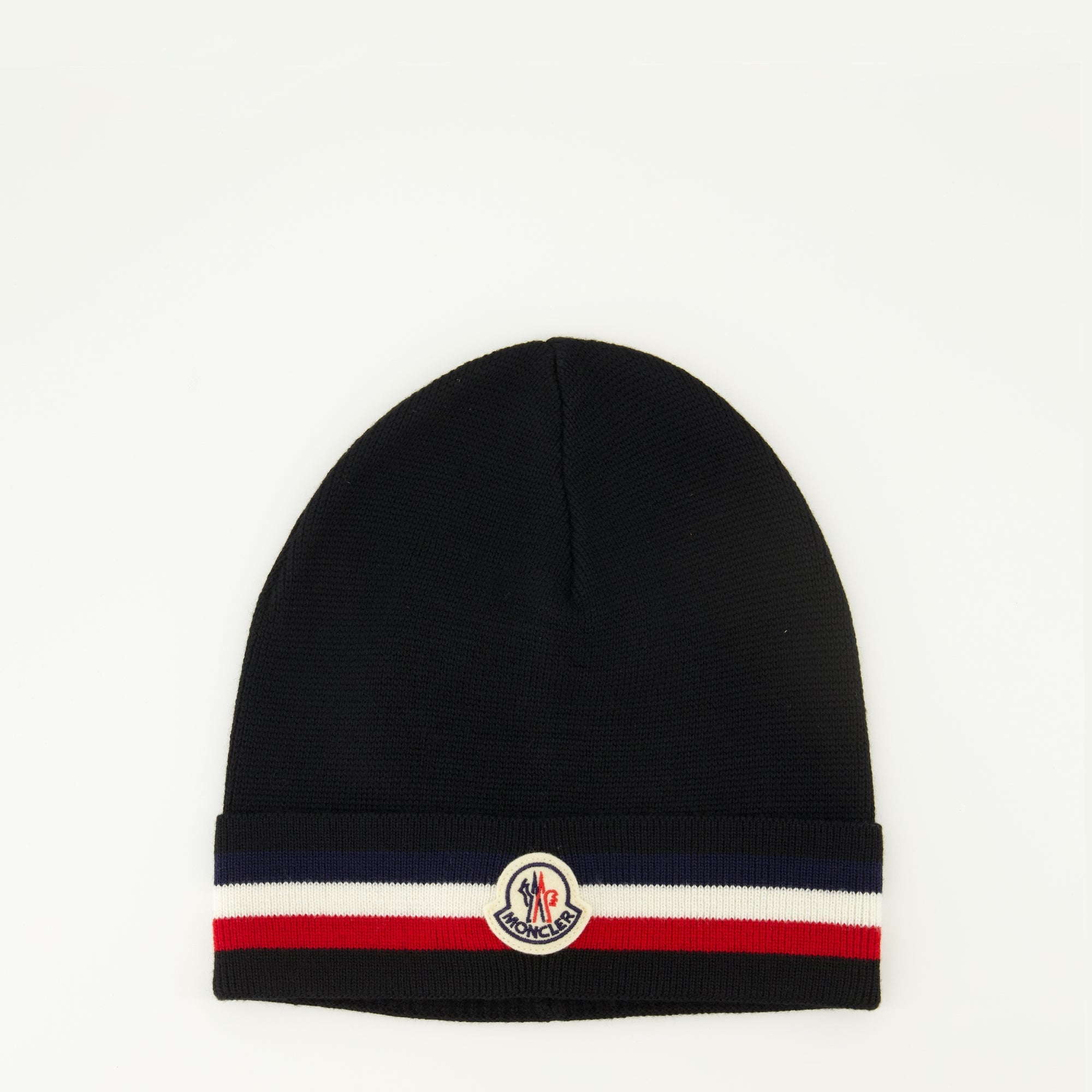Moncler beanie, wool hat, tricolore accessories, Men's winterwear, premium headwear