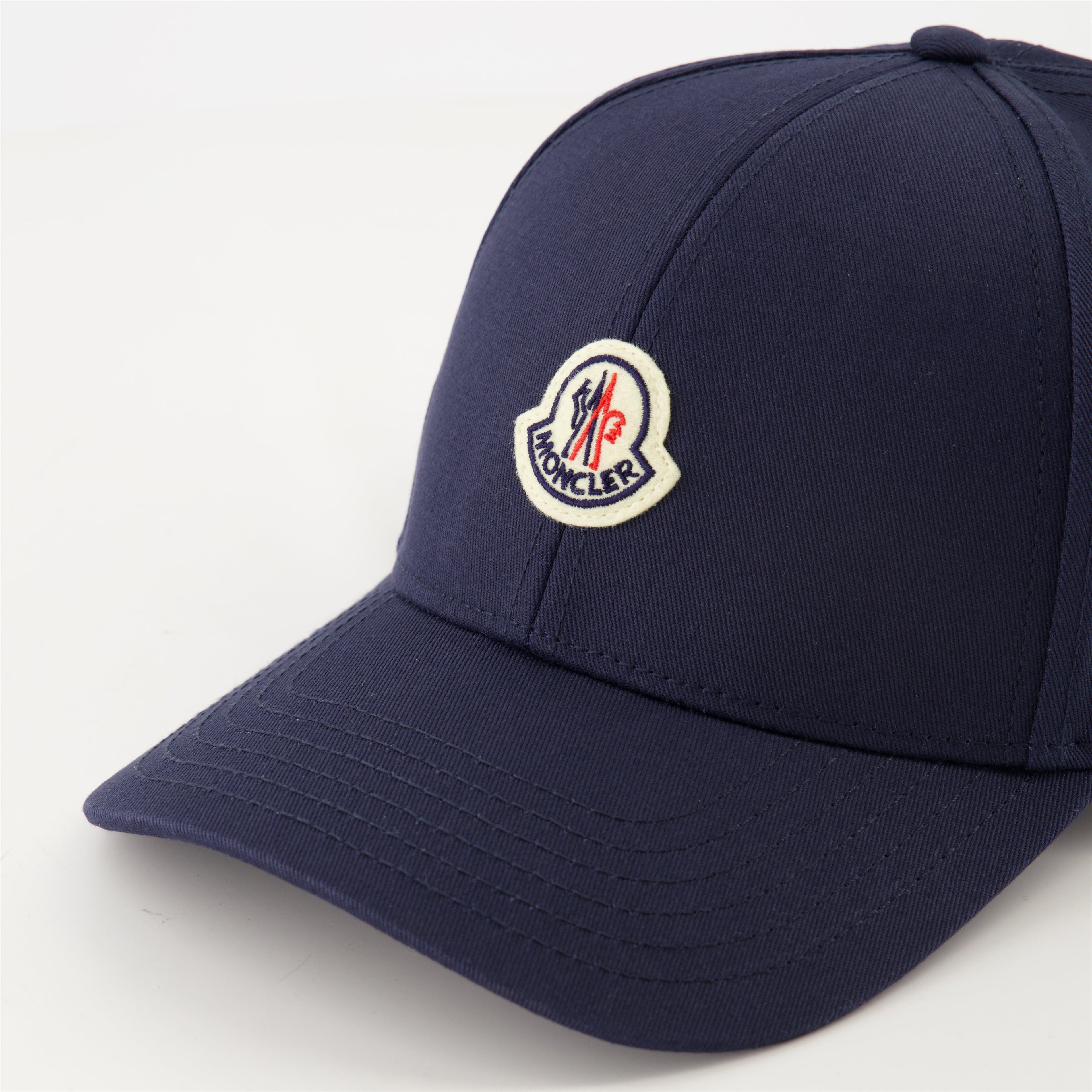 Moncler cap, blue cap, adjustable cap, cotton gabardine, logo cap