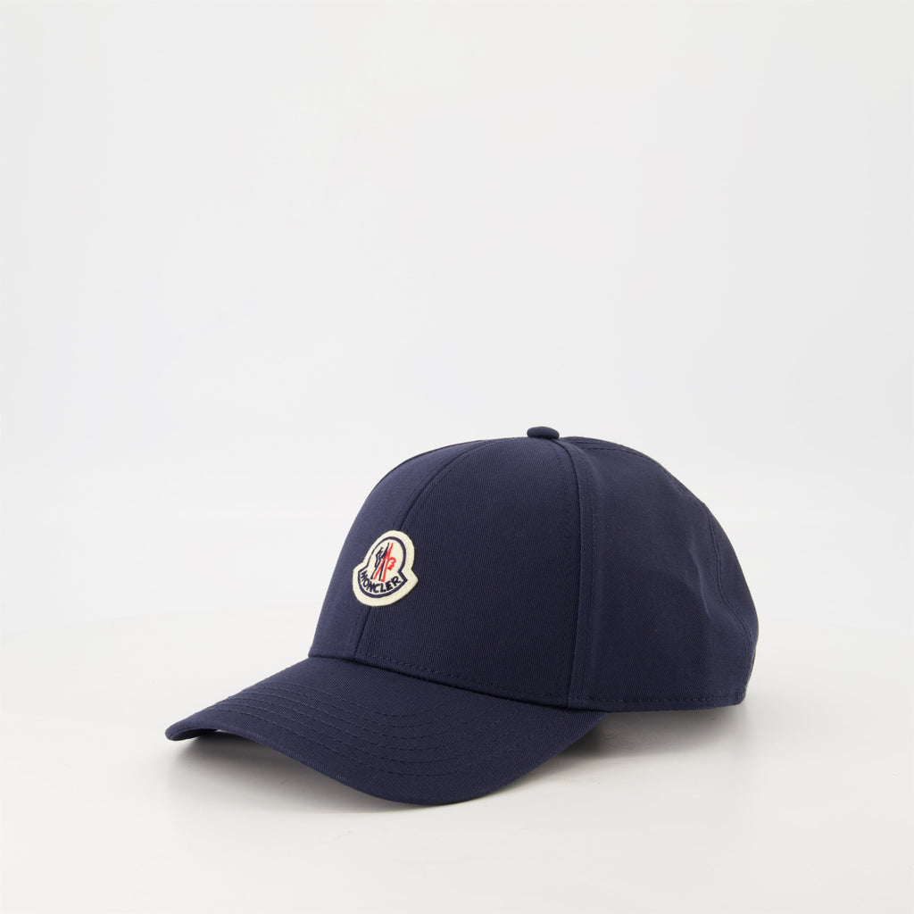 Moncler cap, blue cap, adjustable cap, cotton gabardine, logo cap