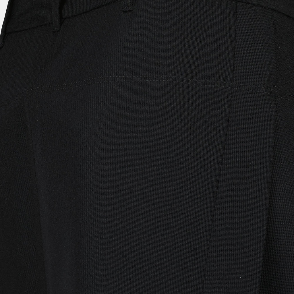 black mini skirt, Rabanne skirt, pleated wool skirt, women's fashion, spring summer wardrobe