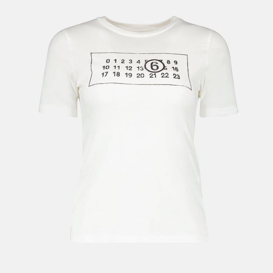 MM6, Numeric T-shirt, white cotton, luxury fashion, Autumn-Winter 2024