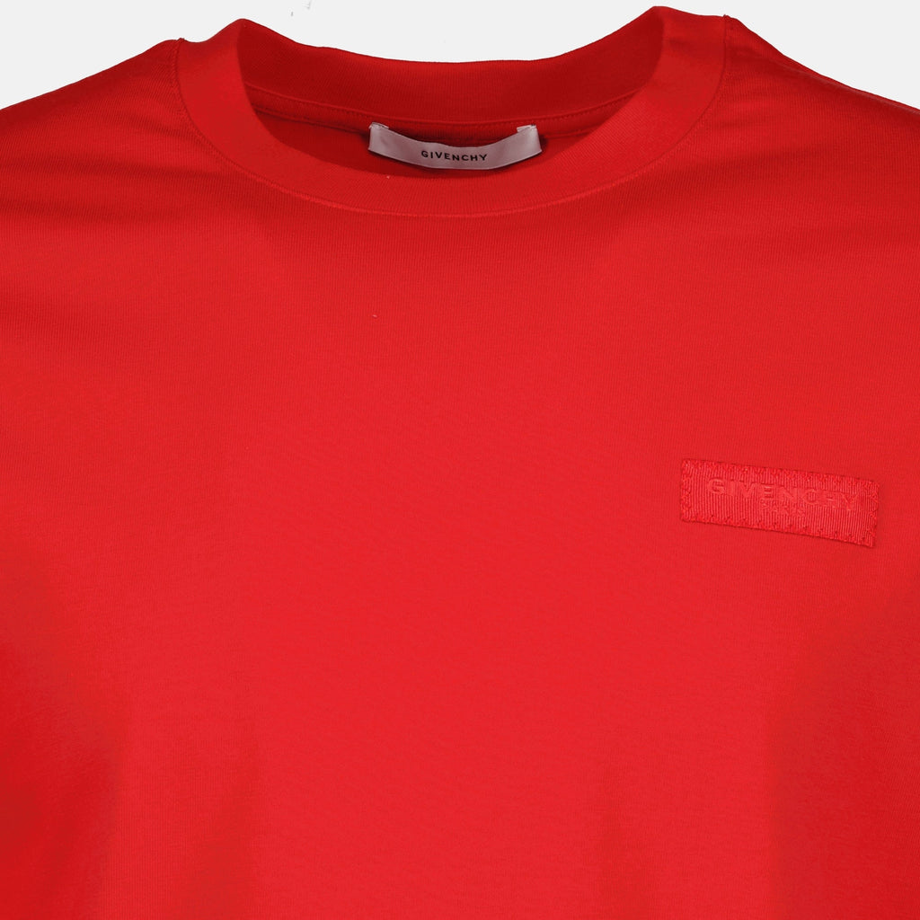 Givenchy t-shirt, red cotton t-shirt, casual wear, designer clothing, short sleeve shirt