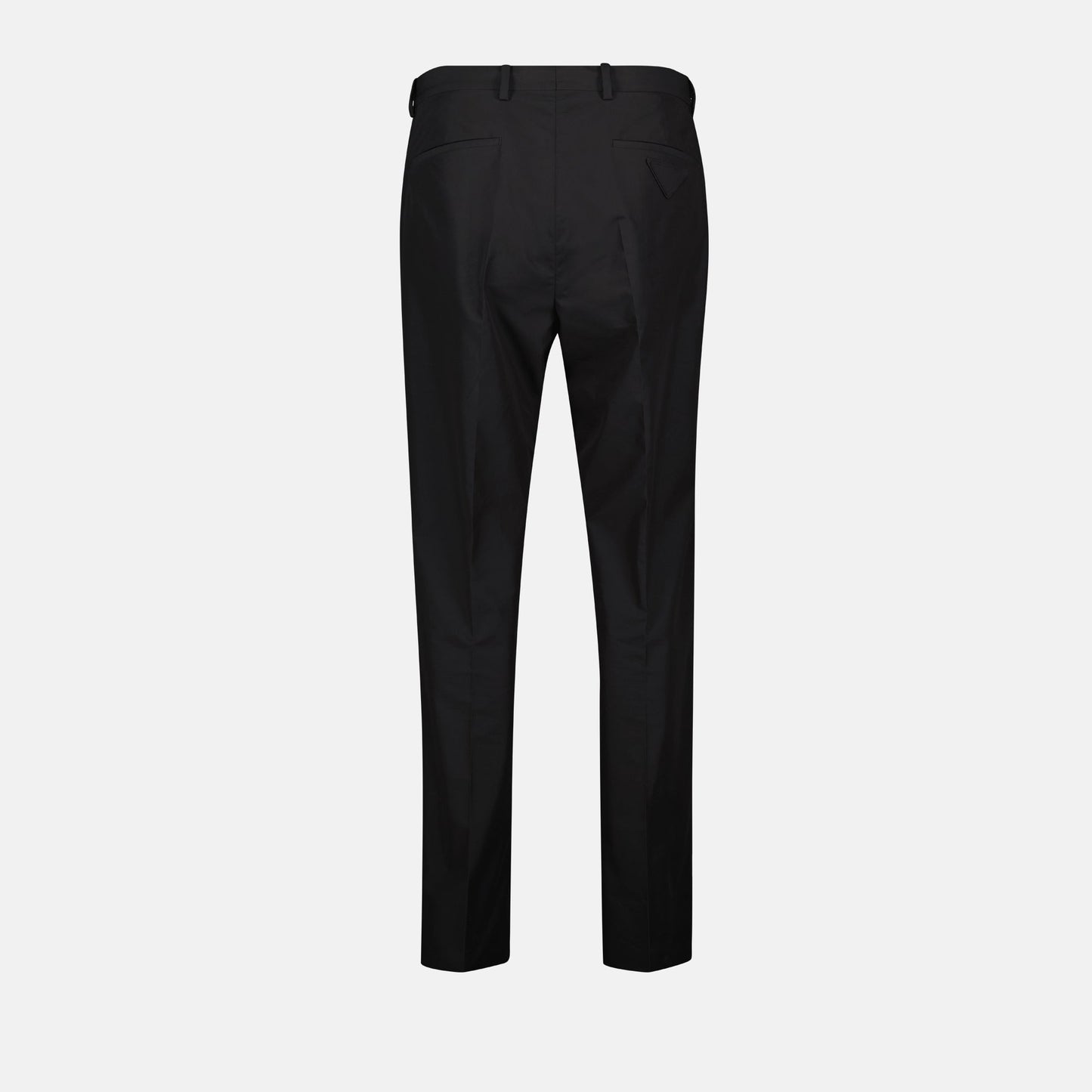 technical cotton trousers, black tailored pants, designer black trousers, sleek fit trousers, premium cotton pants