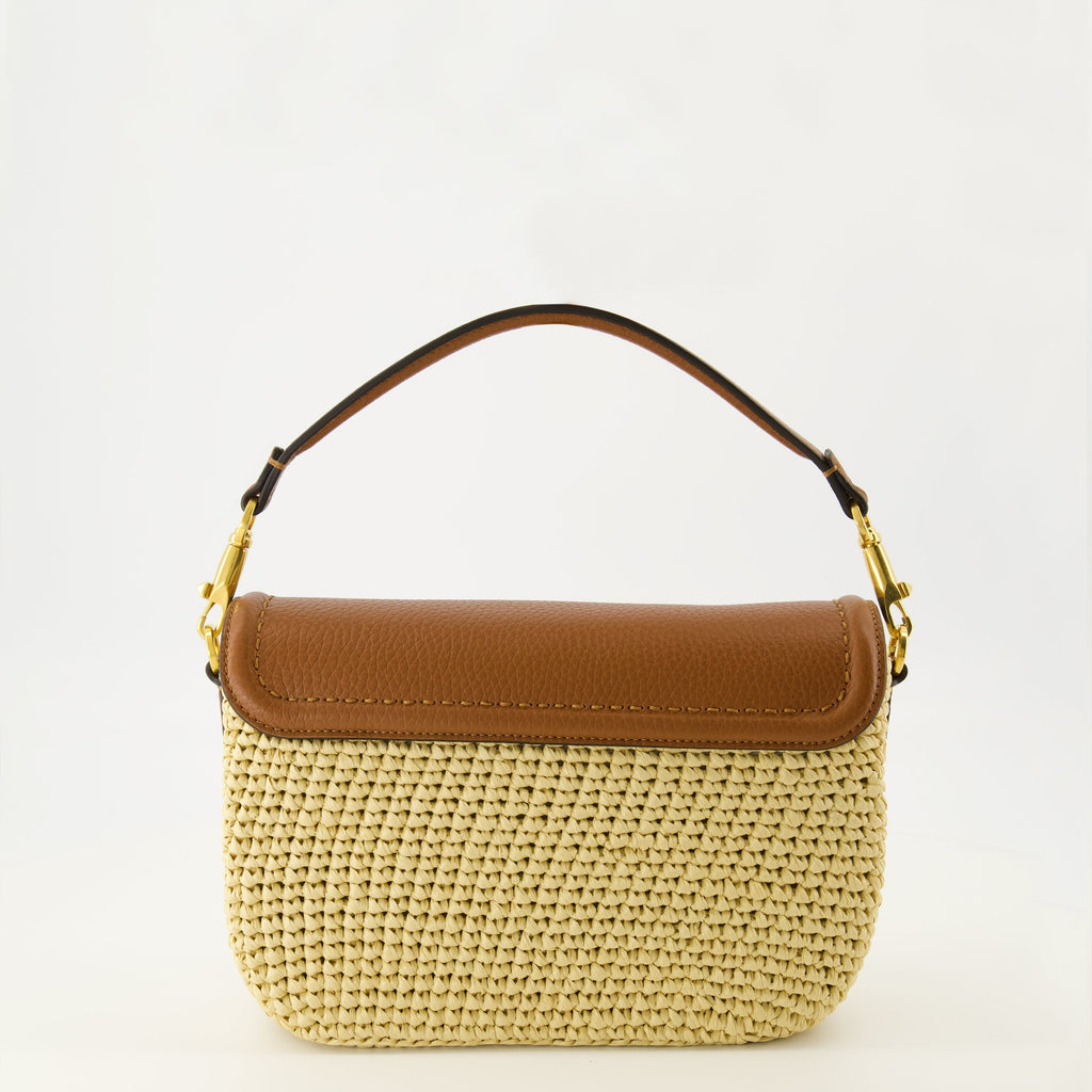 Borsa in Raffia Beige e Pelle