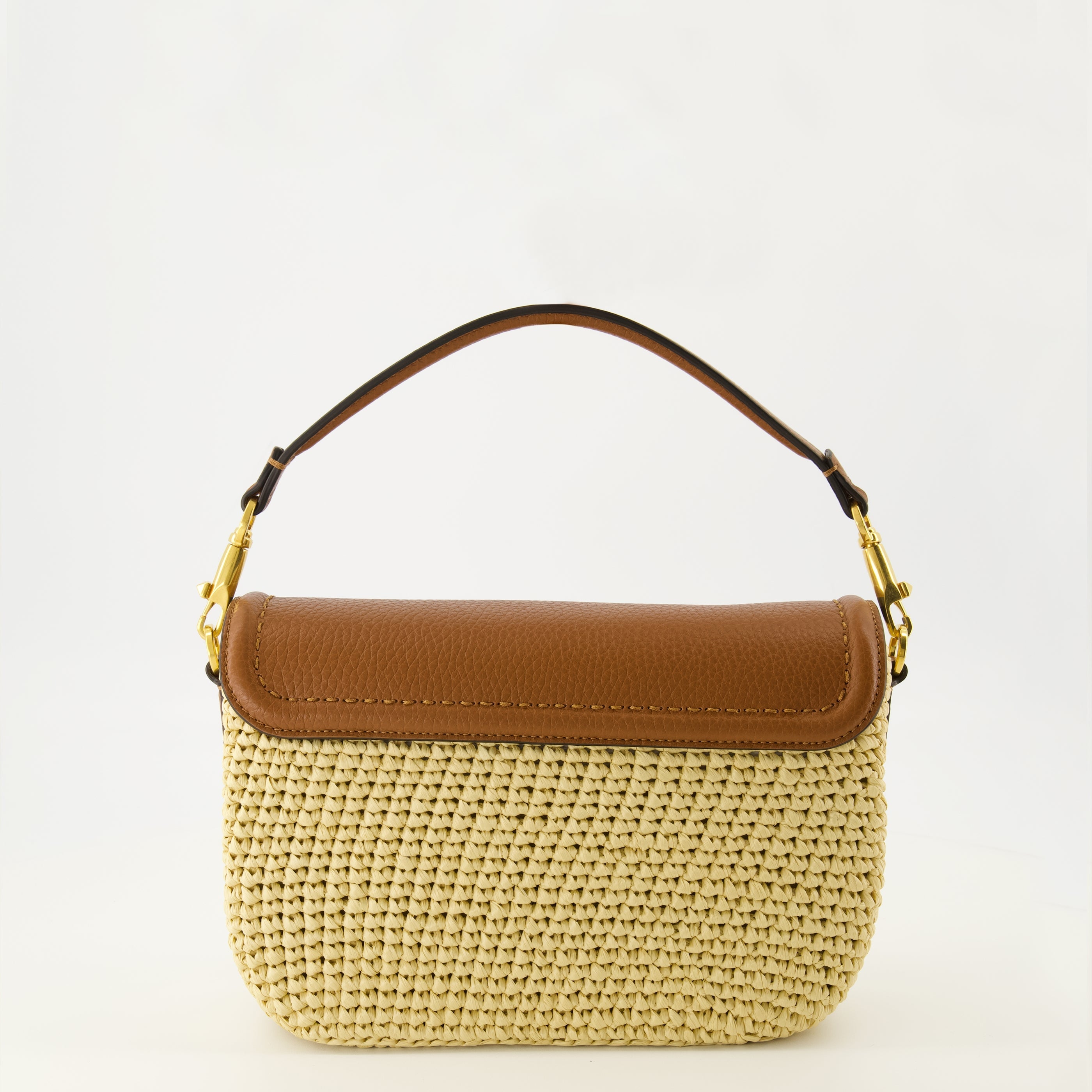 Borsa in Raffia Beige e Pelle