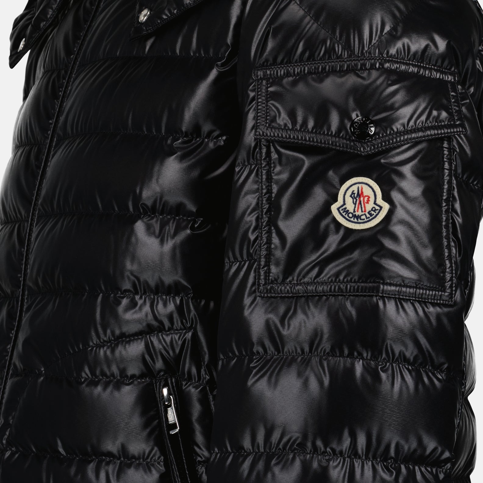 Moncler, down jacket, nylon jacket, luxury outerwear, high collar jacket