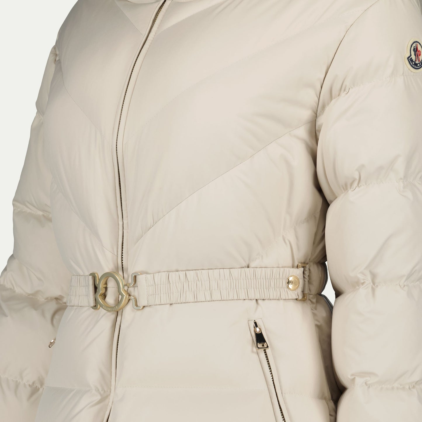 Moncler jacket, cinched down jacket, white jacket, adjustable waist jacket, women's winter jacket