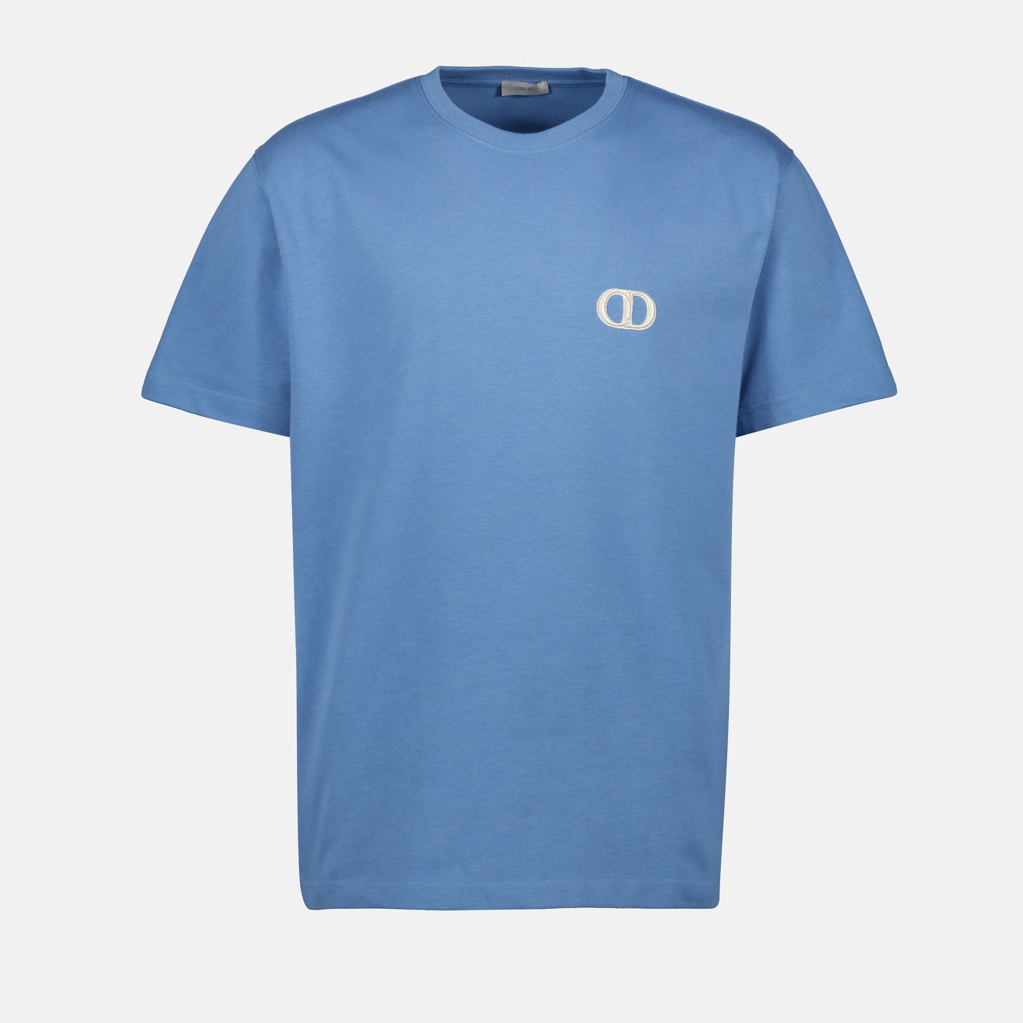 Dior T-shirt, CD Icon T-shirt, blue cotton tee, embroidered logo shirt, Spring-Summer collection