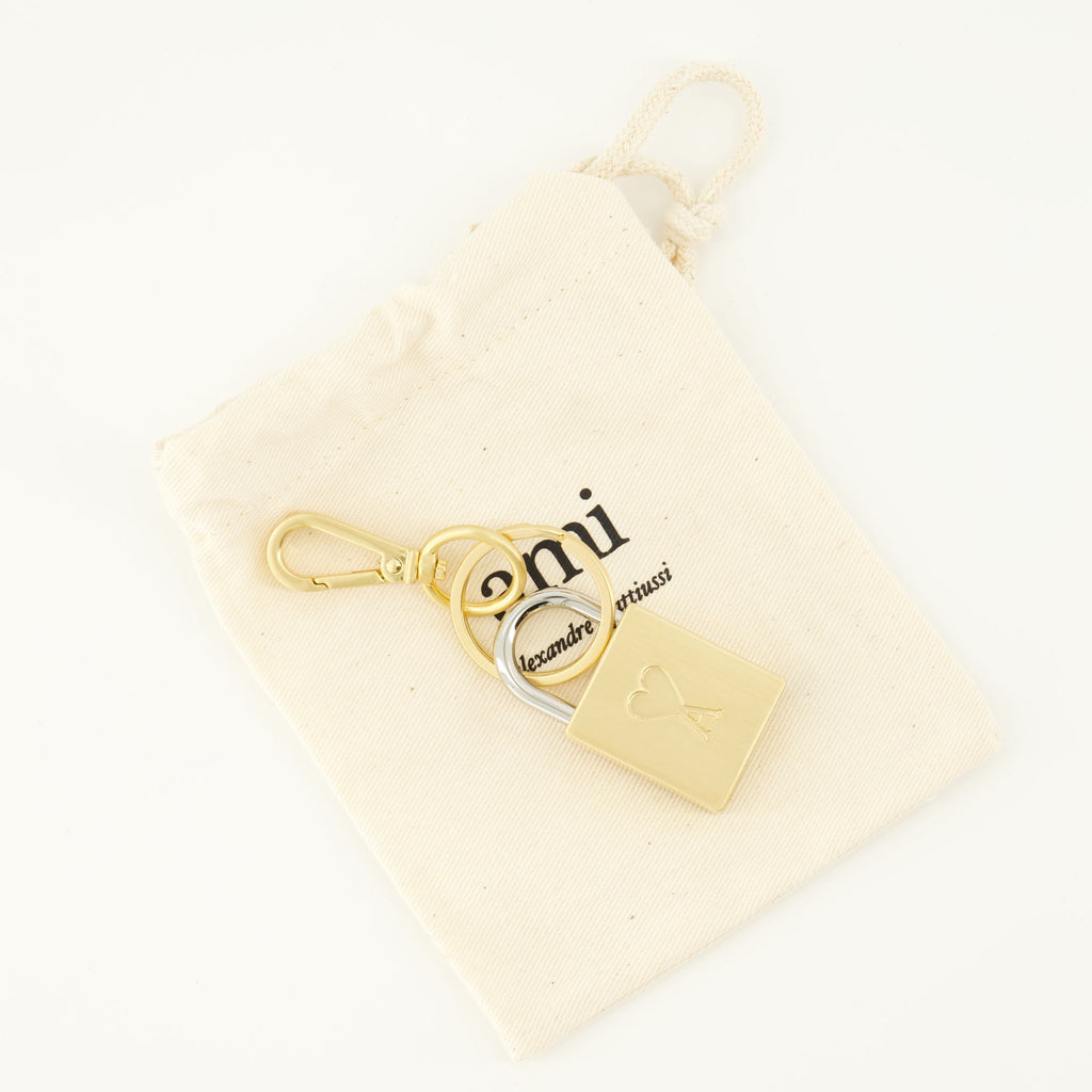 Ami de coeur keychain, AMI Paris, keychain, stylish accessory, gold and silver finish