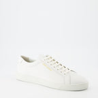 luxury sneakers, white leather sneakers, low-top sneakers, Saint Laurent sneakers, designer footwear