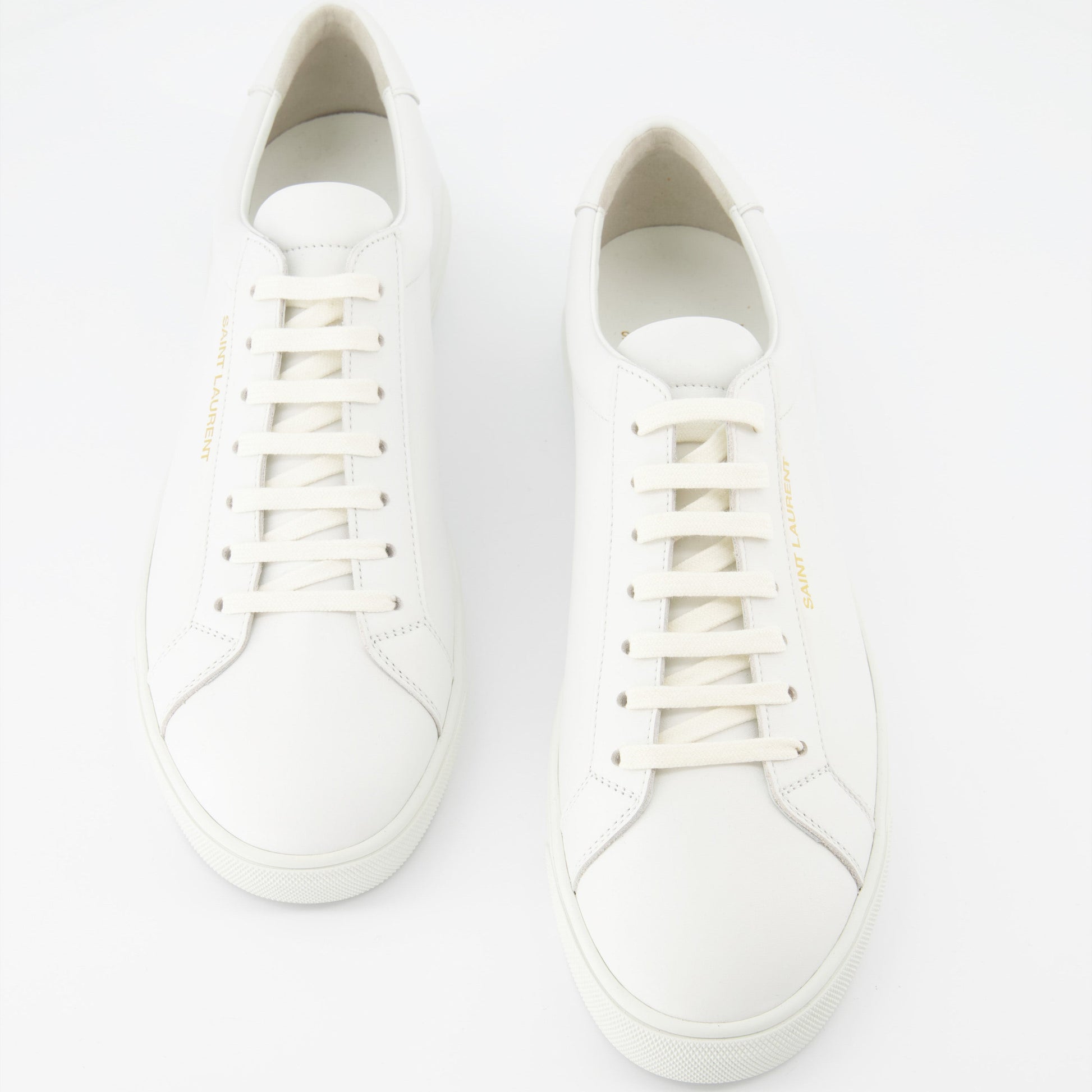 luxury sneakers, white leather sneakers, low-top sneakers, Saint Laurent sneakers, designer footwear