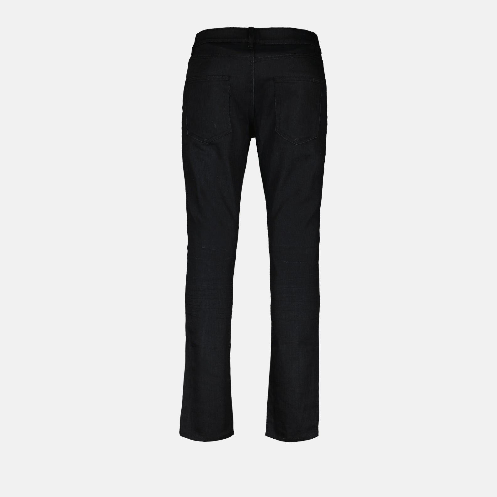 Saint Laurent jeans, black slim-fit jeans, high-end denim, luxury jeans, fashion-forward jeans