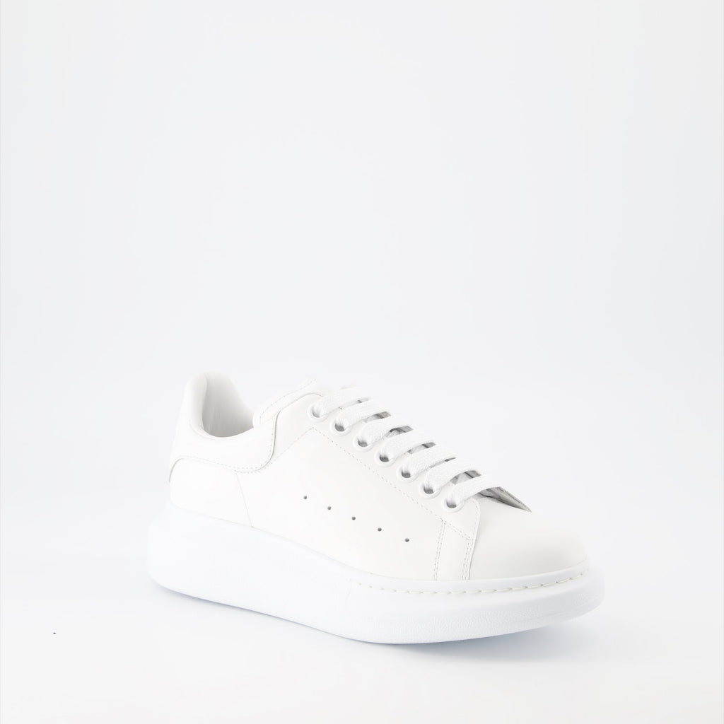 Alexander McQueen sneakers, oversized leather sneakers, white leather sneakers, luxury men's footwear, fashion sneakers