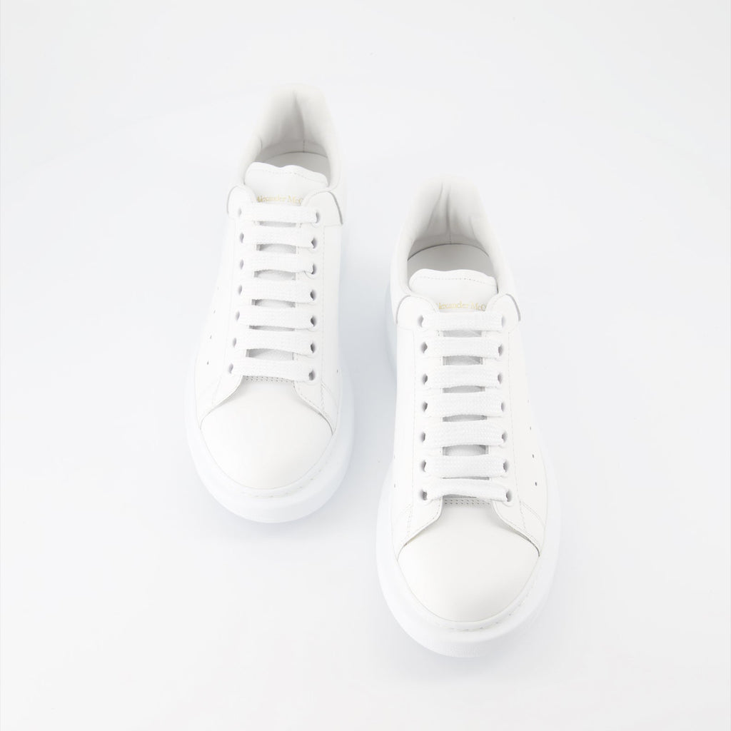 Alexander McQueen sneakers, oversized leather sneakers, white leather sneakers, luxury men's footwear, fashion sneakers