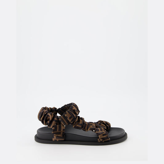 luxury satin sandals, elegant sandals, designer footwear, Fendi sandals, high-end fashion