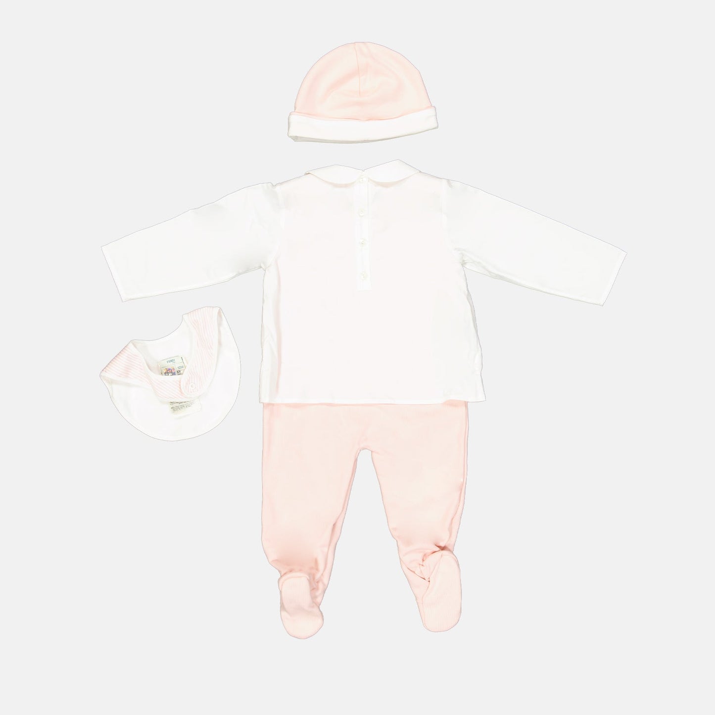 Fendi baby set, rose and white onesie, luxury baby clothes, designer baby wear, children’s fashion