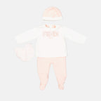 Fendi baby set, rose and white onesie, luxury baby clothes, designer baby wear, children’s fashion