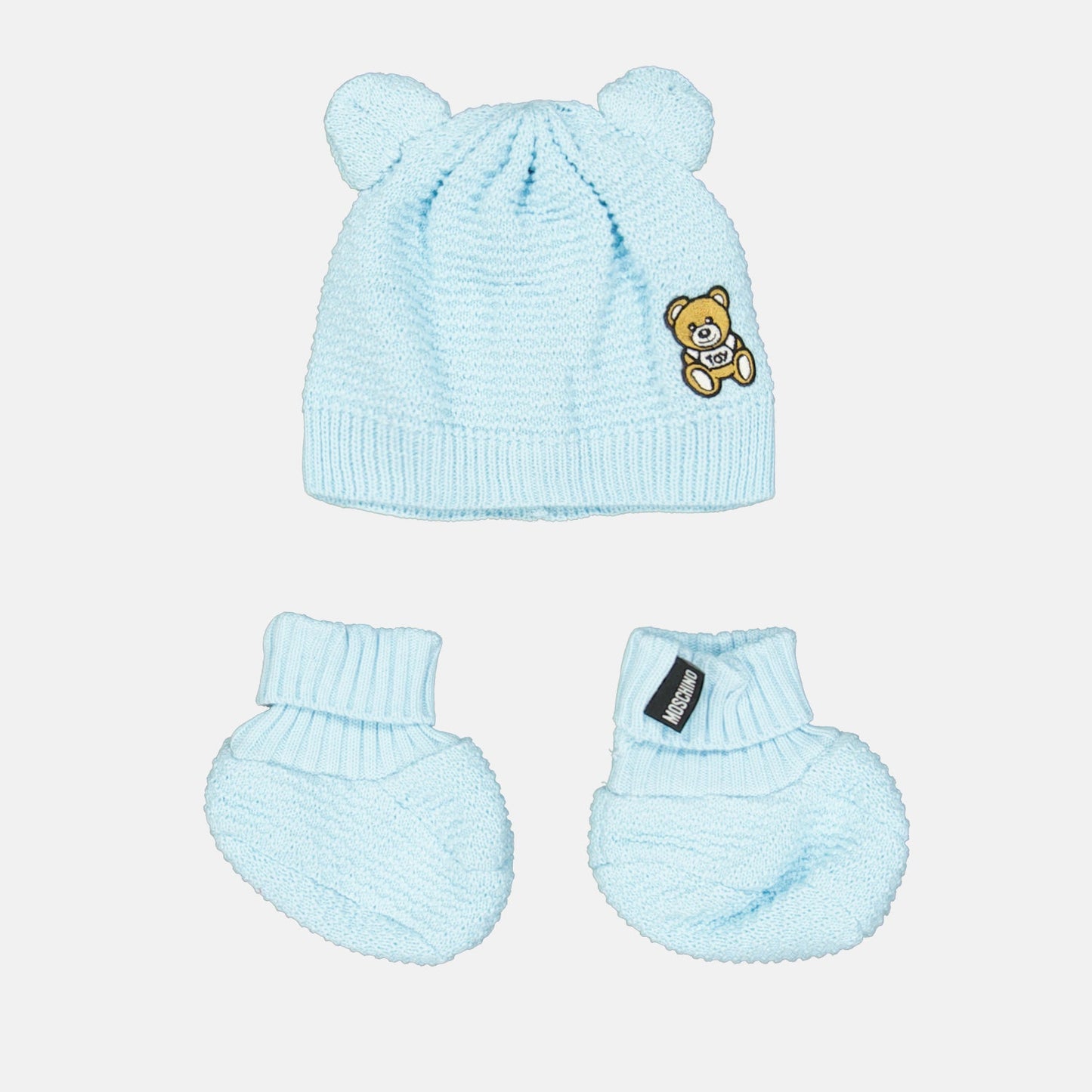 Moschino, Teddy Toy, luxury children's accessories, designer hat and mittens, kids' luxury fashion