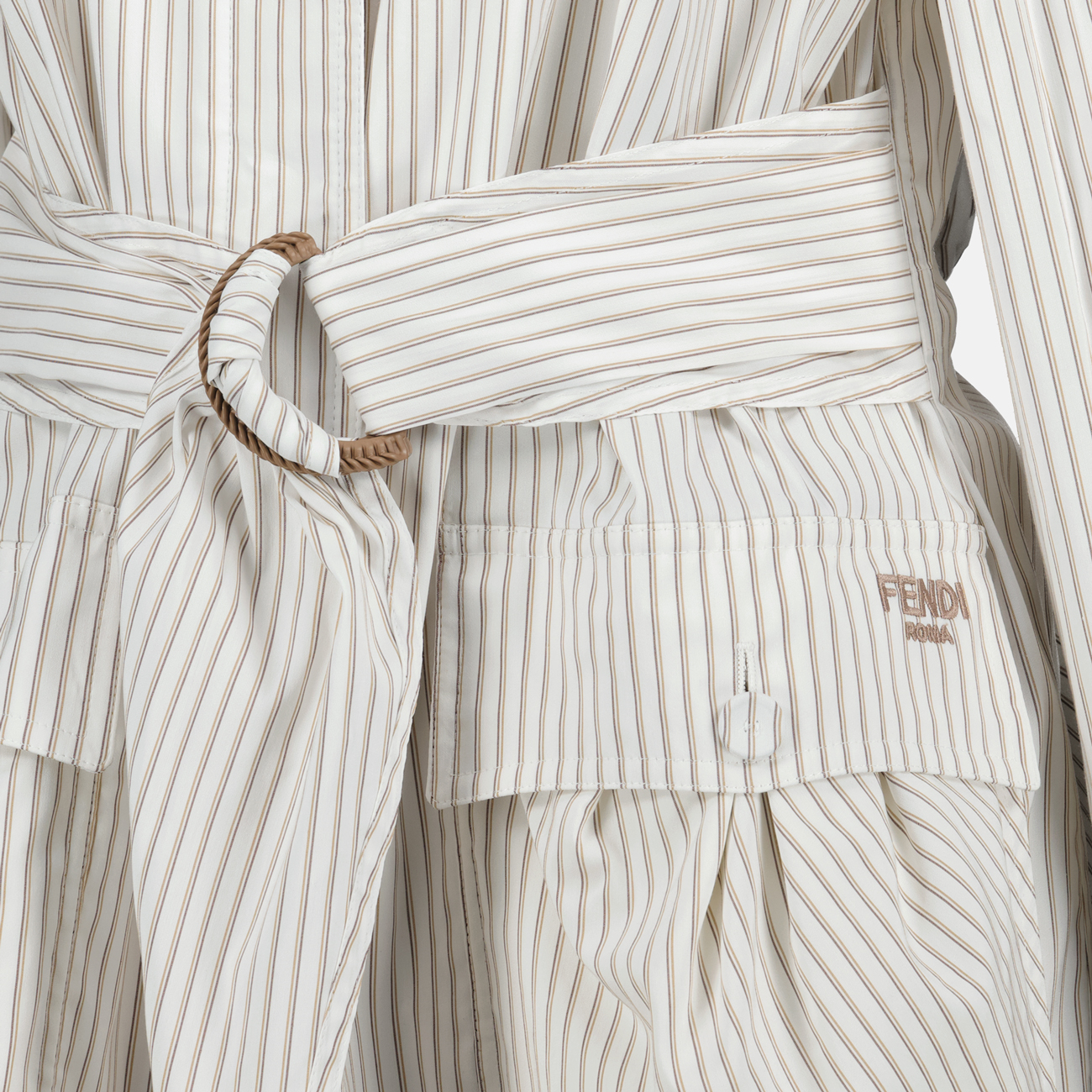 fitted jacket, striped jacket, cotton silk blend, high collar jacket, embroidered logo jacket