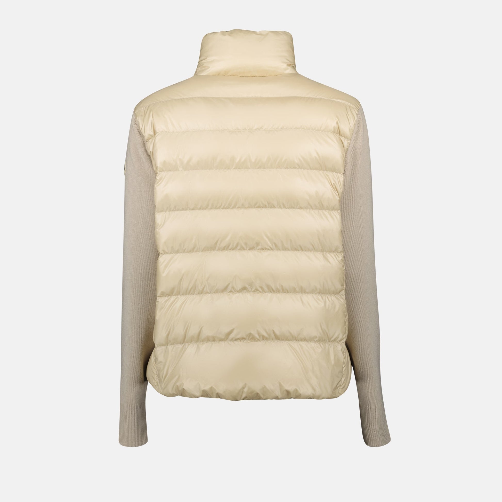 quilted jacket, bimaterial jacket, beige jacket, Moncler jacket, Autumn-Winter 2024 fashion