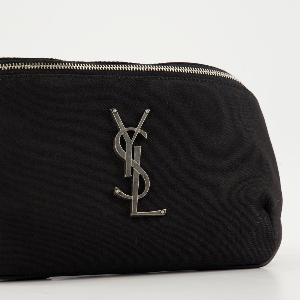 Saint Laurent waist bag, black nylon bag, adjustable strap bag, luxury accessories, Cassandre collection