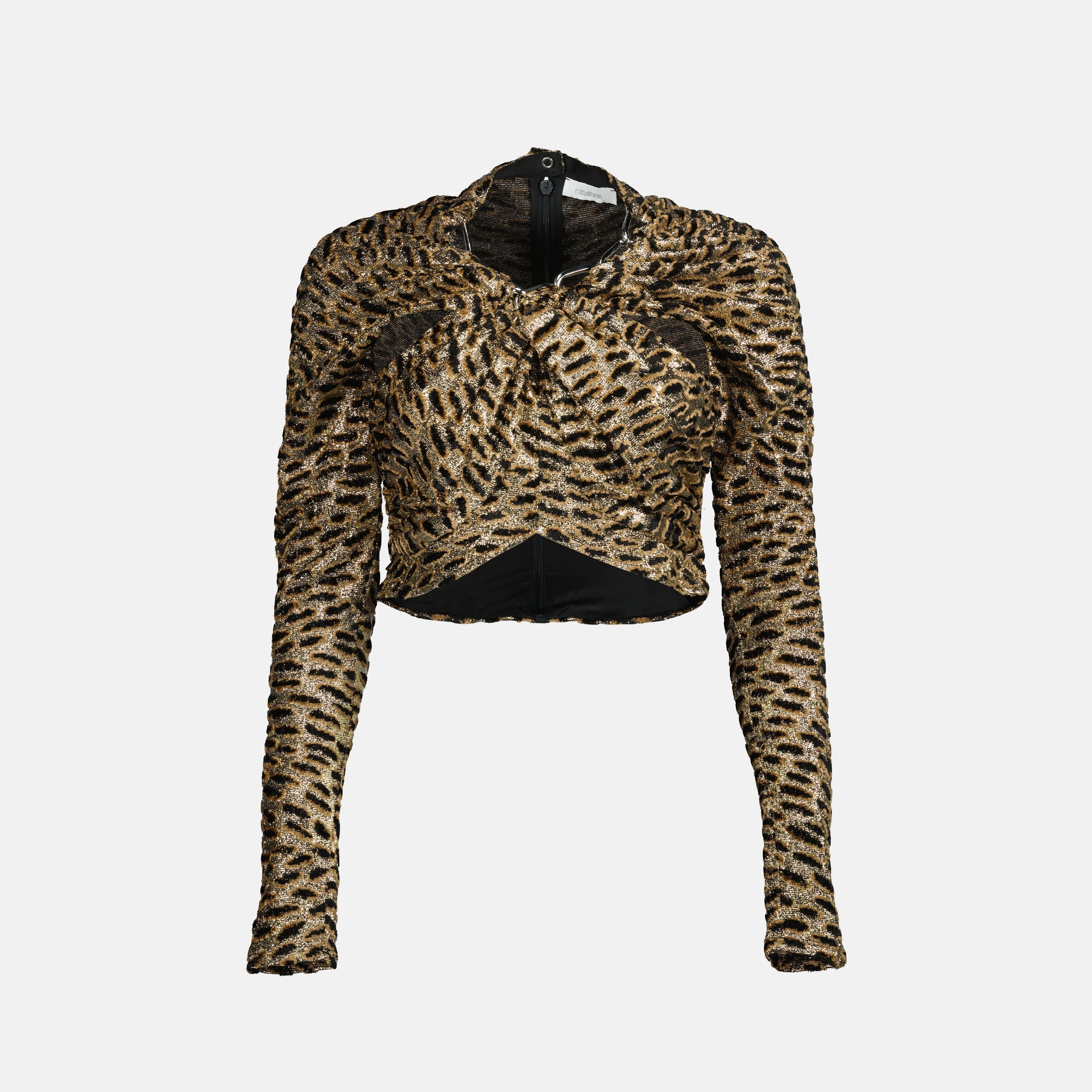 leopard print top, lurex top, Rabanne top, long sleeve top, women’s fashion
