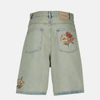 Dusty Floral Embroidered Denim Shorts - Drôle de Monsieur
