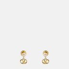 Vlogo Earrings, Valentino Garavani, earrings, gold jewelry, resin pearls