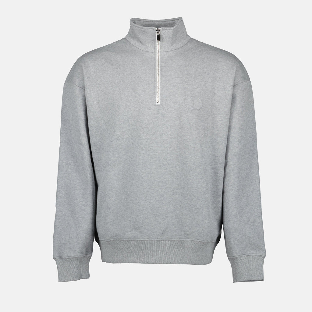 zip-up sweatshirt, grey sweatshirt, Dior clothing, men's casual wear, Spring-Summer collection