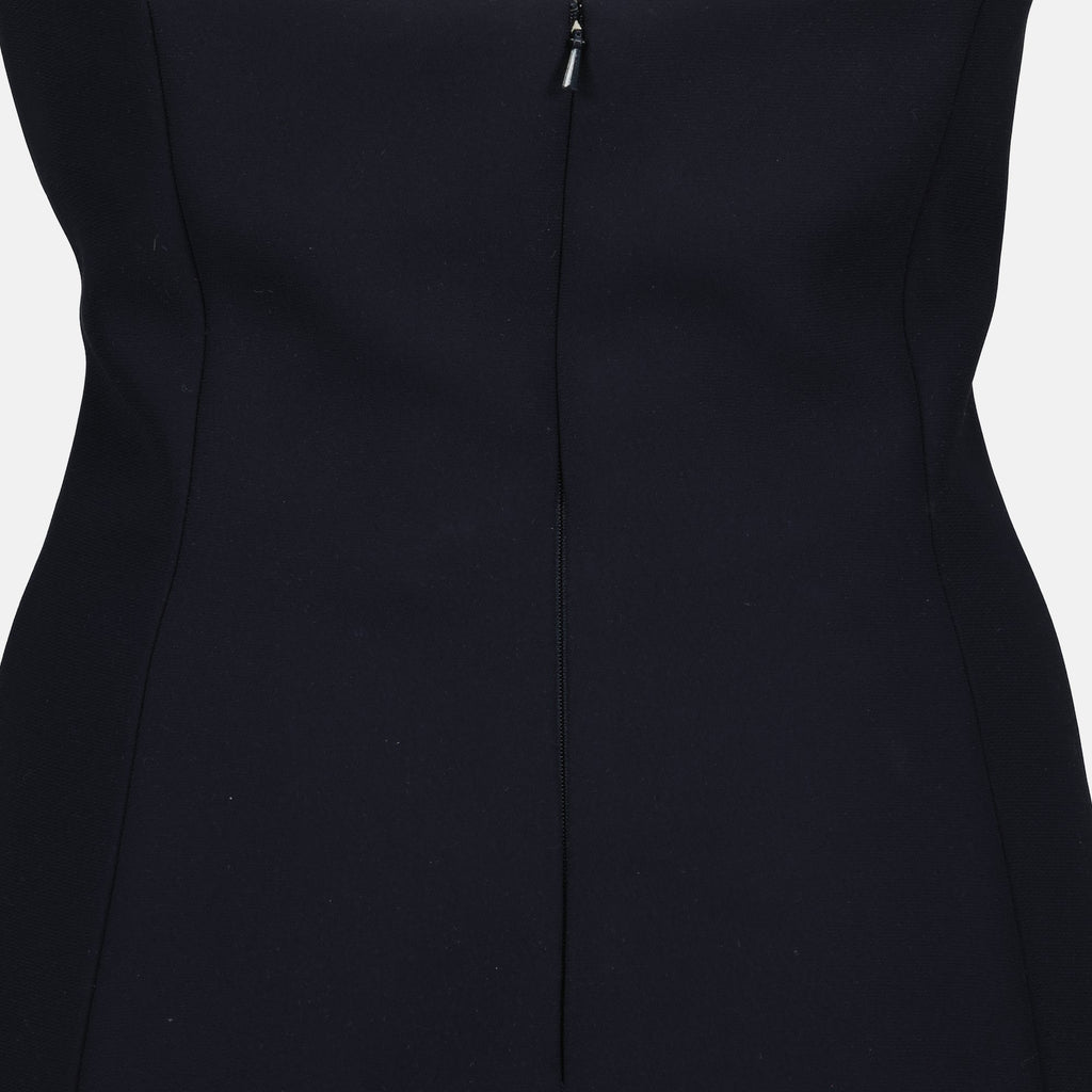 Khaite dress, navy blue dress, luxury ready-to-wear, crêpe fabric, elegant dress