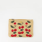Valentino Garavani, Cherryfic pouch, raffia accessory, elegant design, practical pouch