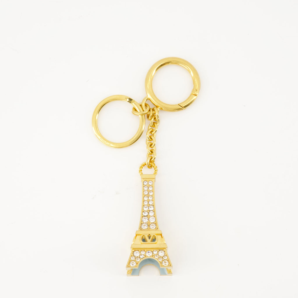 Eiffel Tower keychain, Valentino accessories, Swarovski crystal keychain, metal keychain, luxury keychain