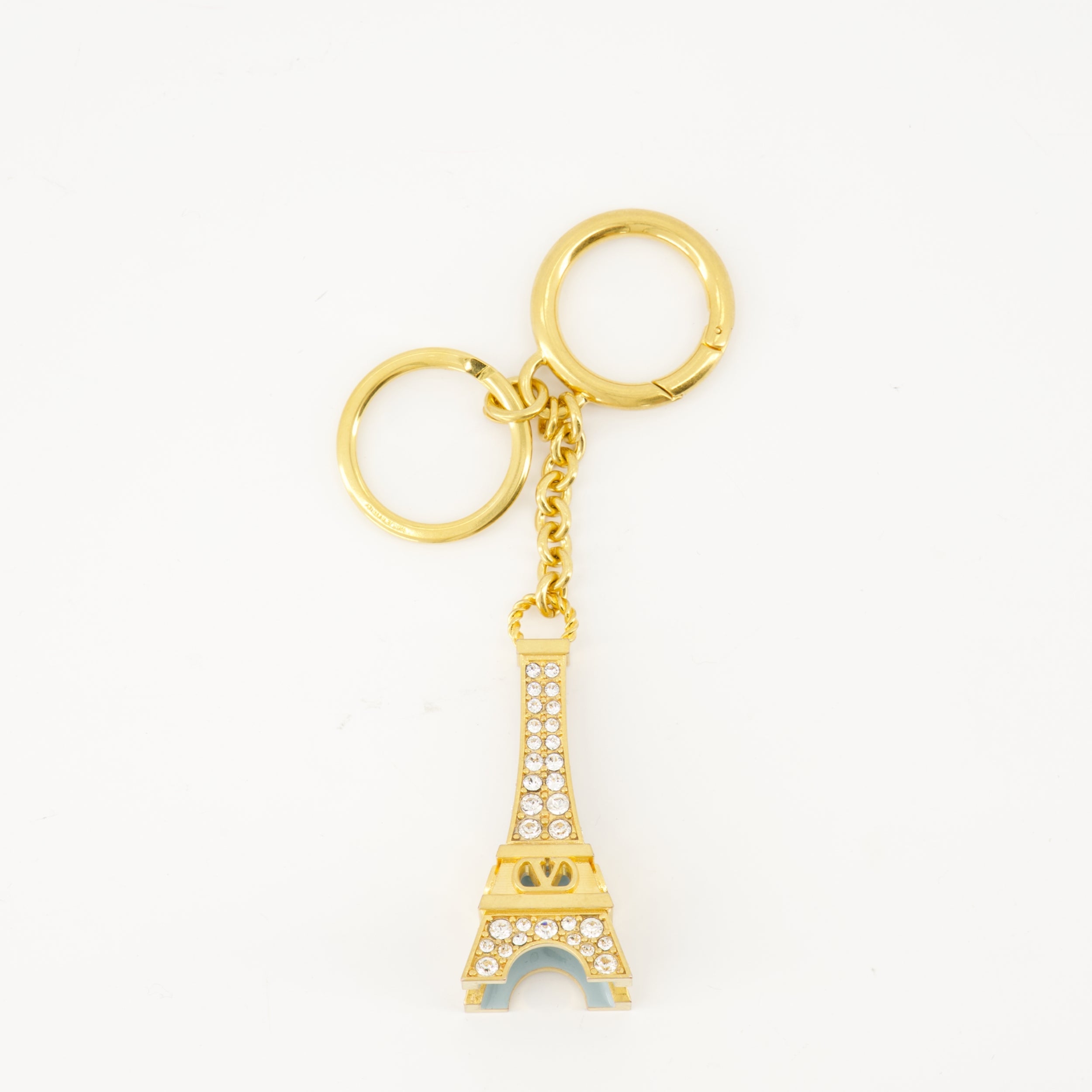 Eiffel Tower keychain, Valentino accessories, Swarovski crystal keychain, metal keychain, luxury keychain