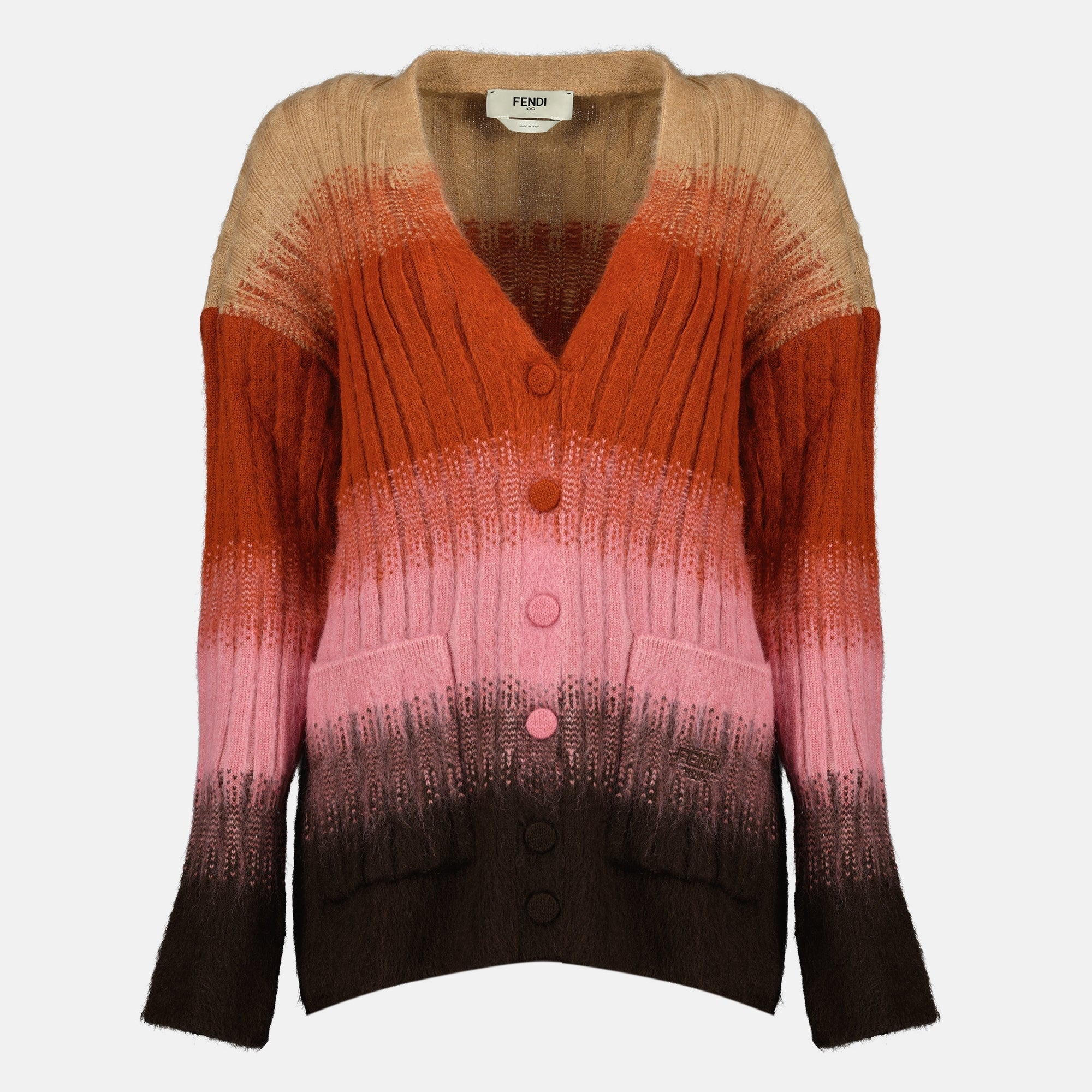 Fendi cardigan, mohair cardigan, oversized cardigan, multicolored knitwear, fall winter fashion