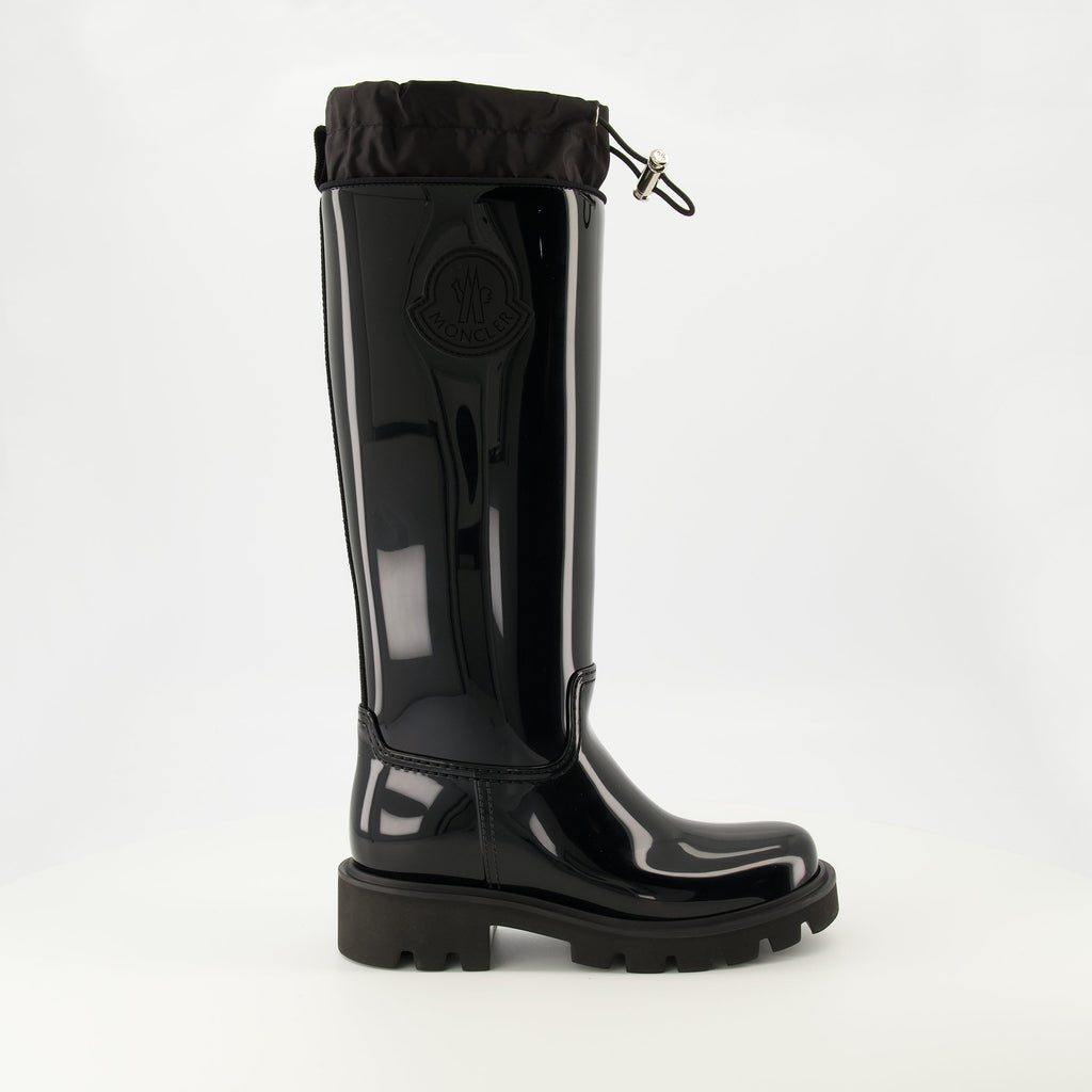 Imagem das botas de chuva pretas Kickstream da Moncler para mulheres - Temporada Primavera-Verão 2026 - Vista lateral direita
