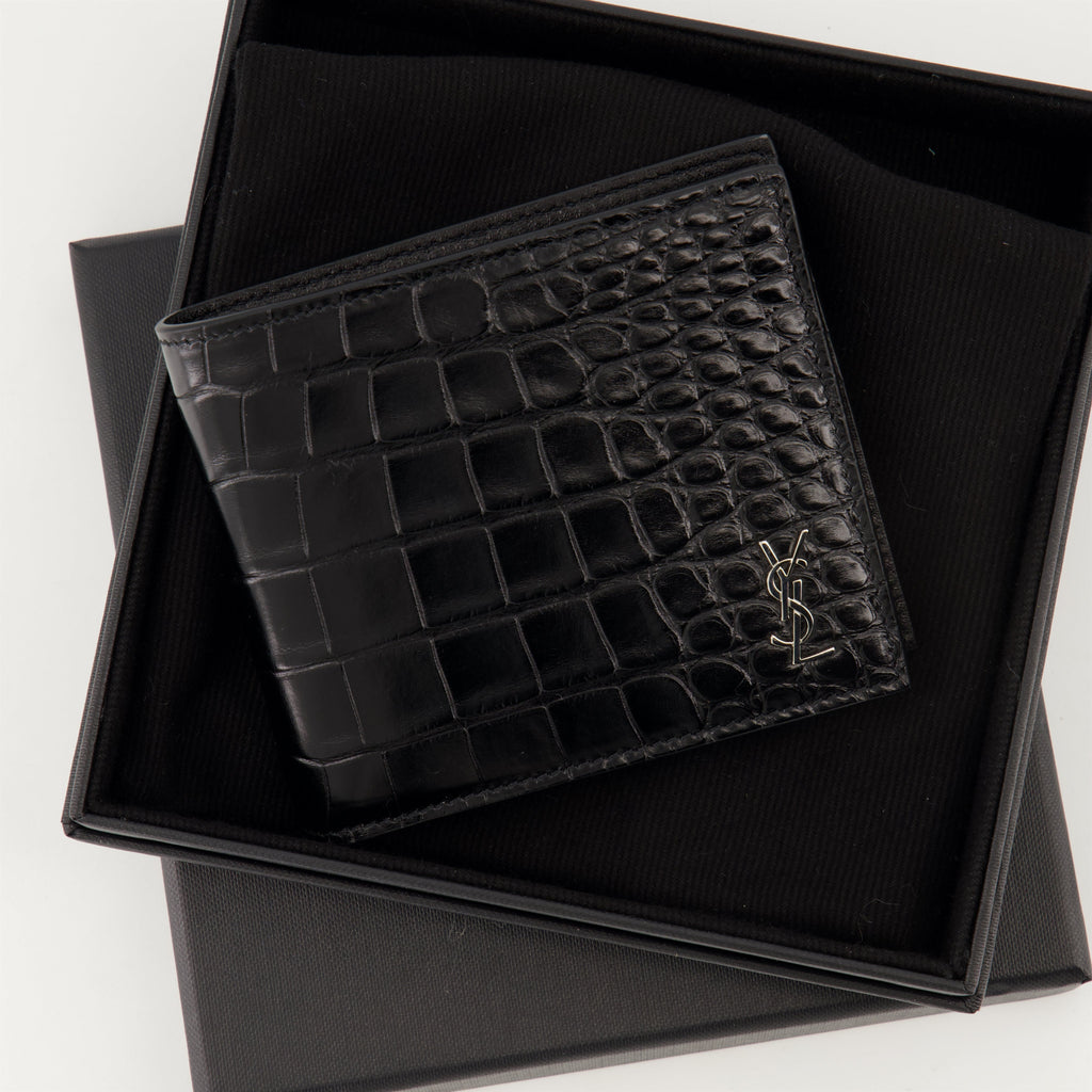 alligator leather wallet, Cassandre wallet, Saint Laurent accessories, luxury wallet, men's leather wallet