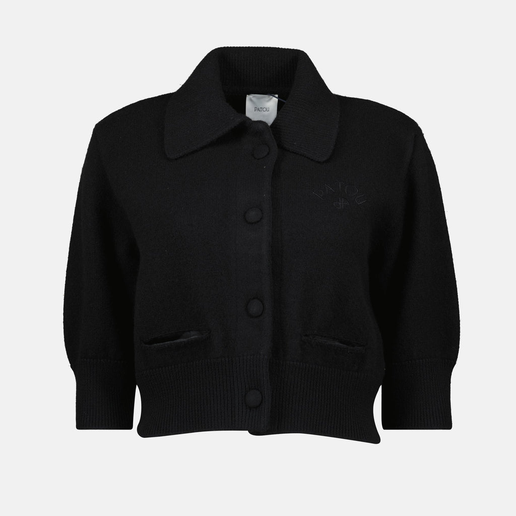 black cardigan, Patou wool cardigan, women's fashion, luxury knitwear, autumn-winter collection