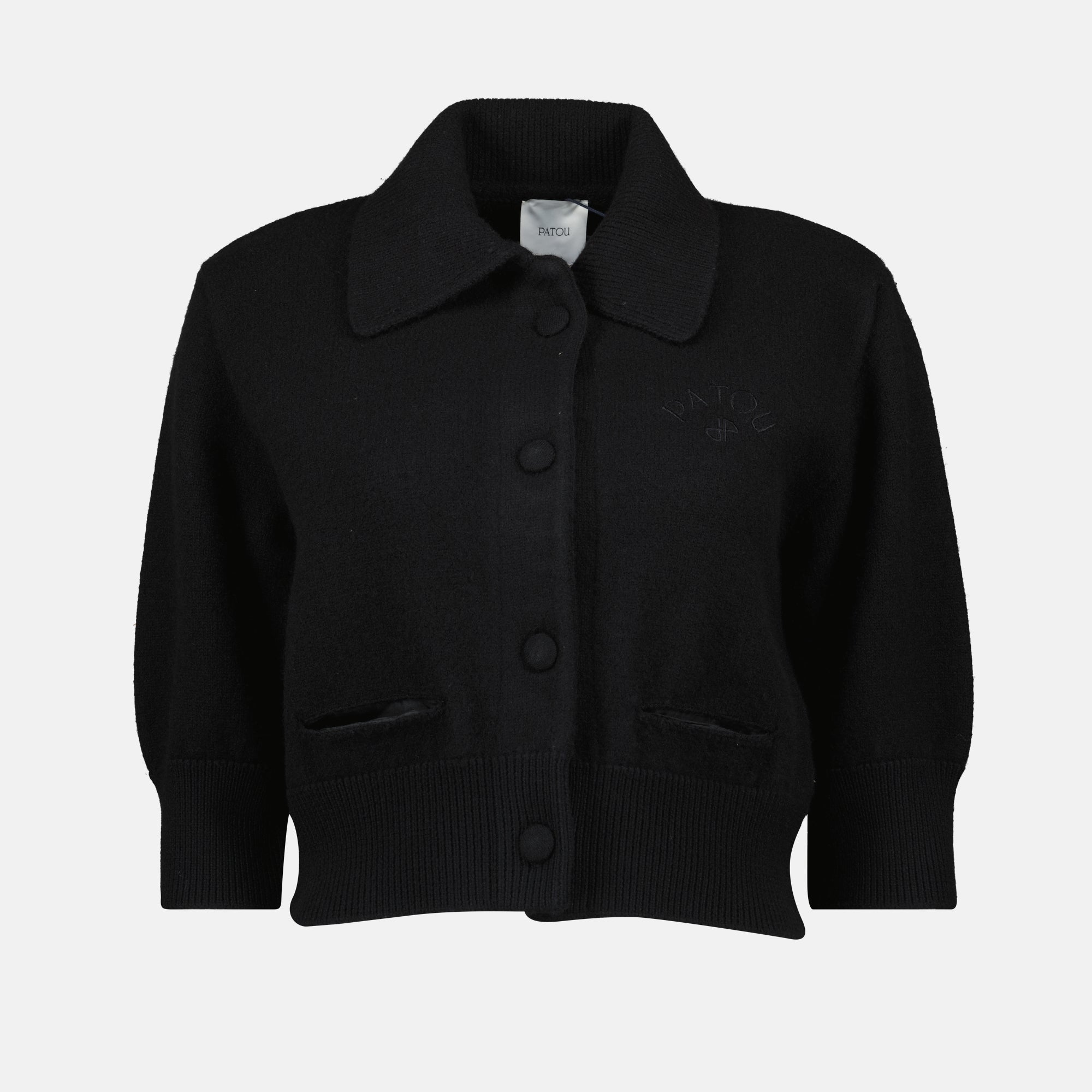 black cardigan, Patou wool cardigan, women's fashion, luxury knitwear, autumn-winter collection