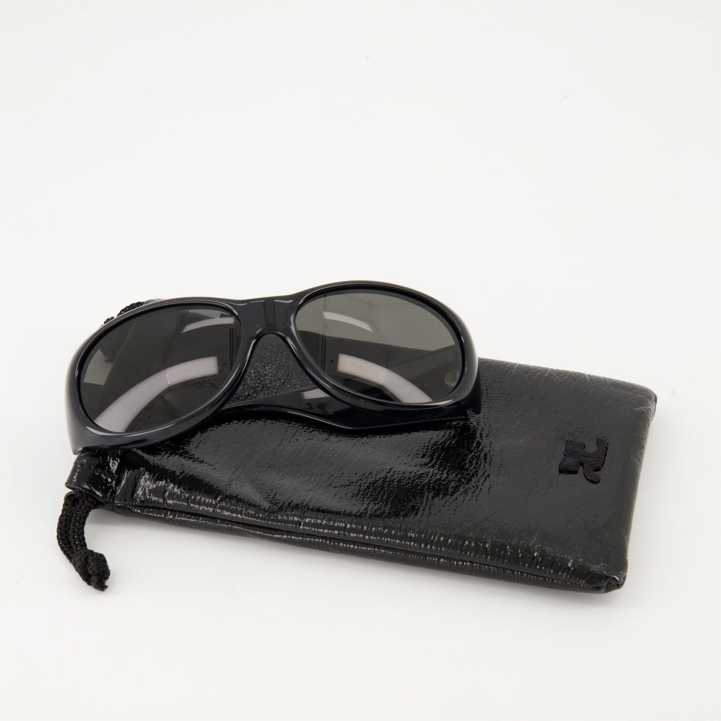 black sunglasses, Courrèges Hybrid 01, luxury eyewear, Autumn-Winter 2024, acetate sunglasses