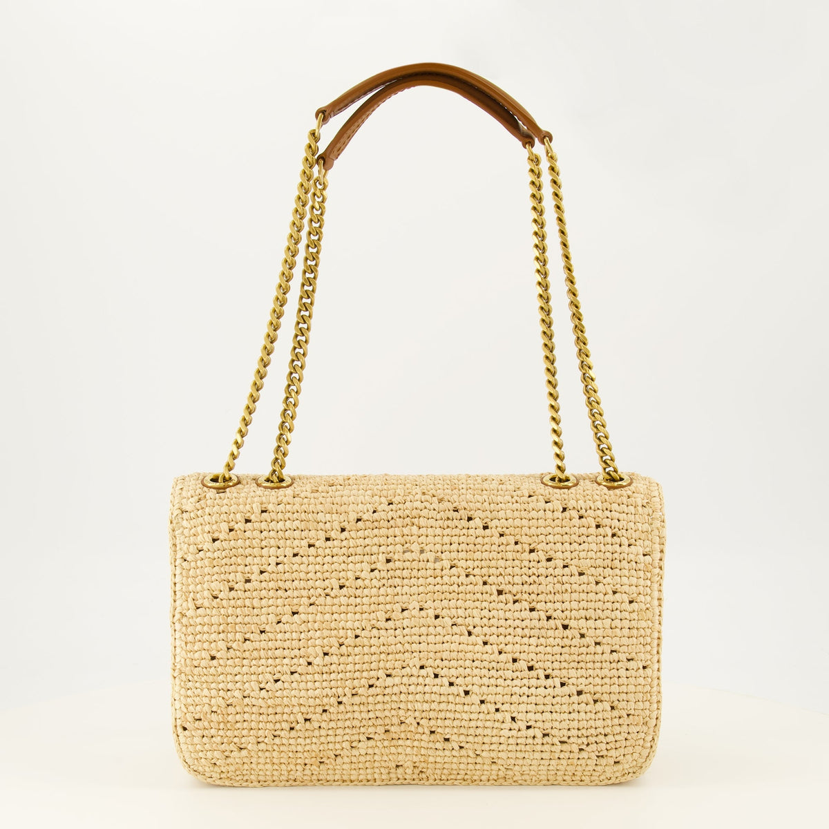 Sac porté épaule Loulou en raphia et cuir