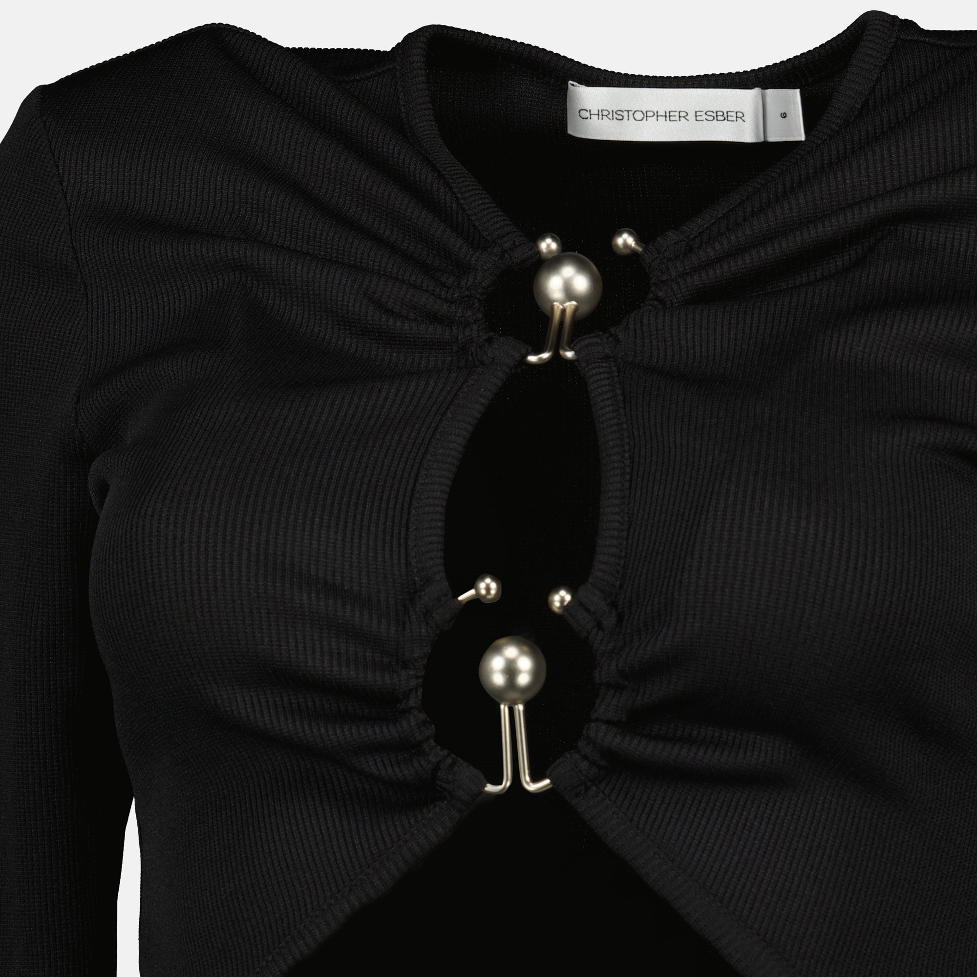 Christopher Esber, black top, long sleeve, autumn winter, slim fit