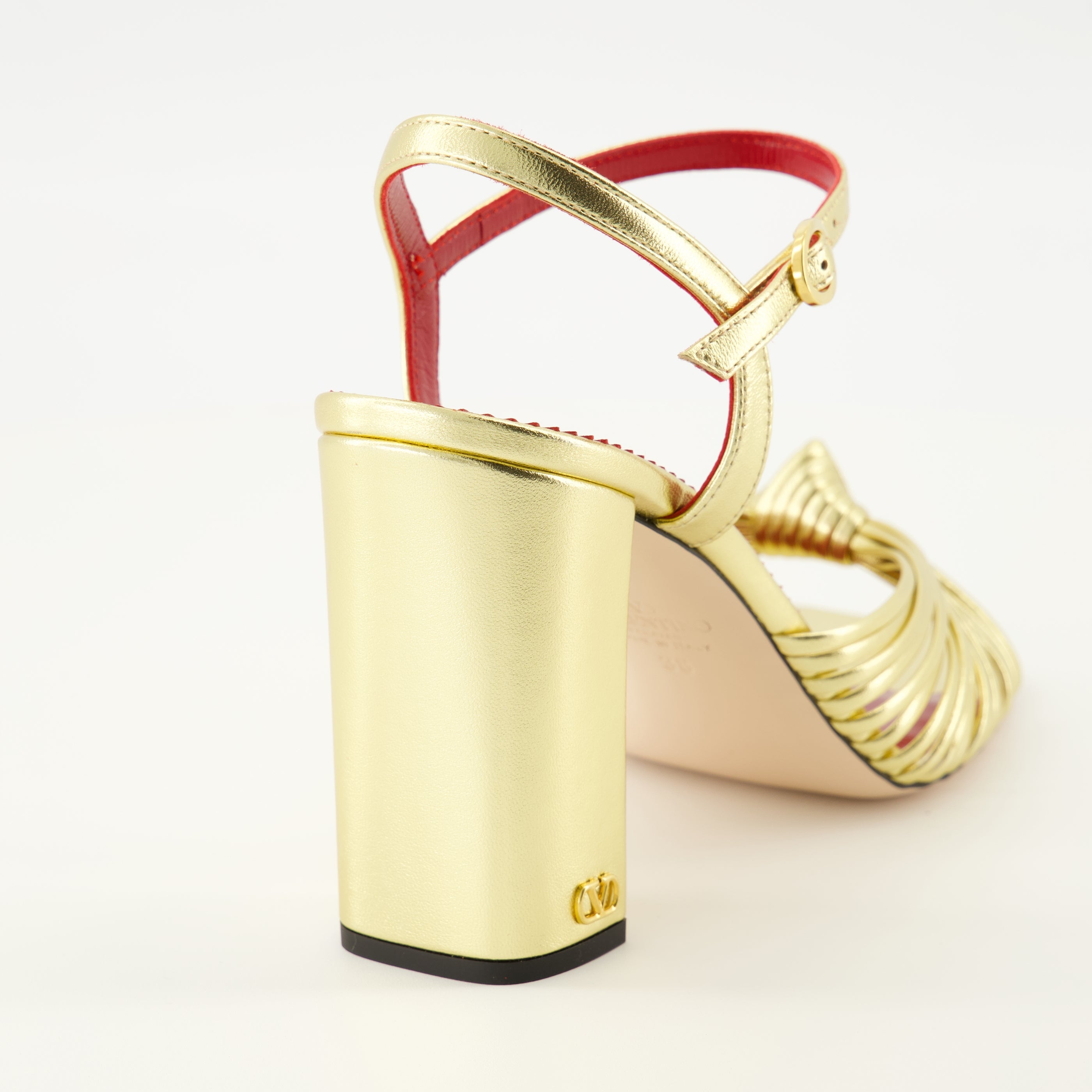 Annet Golden Lamé Heeled Sandals