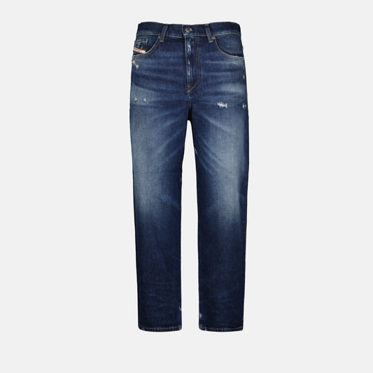 Diesel jeans, distressed denim, straight-leg jeans, 2024 fashion, luxury denim