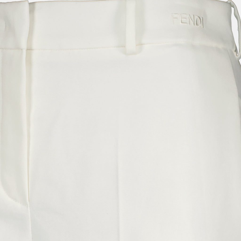White Cotton Canvas Trousers